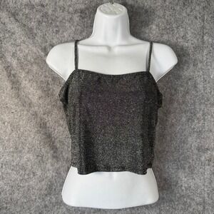Y2K MadRag Glitter Slinky Spaghetti Strap Crop Top Party Clubwear Sexy Size M